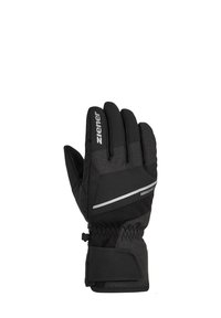 Black winter glove featuring a water-resistant design, textured fabric, elastic wrist, and a reflective stripe for visibility. Brand logo visible.