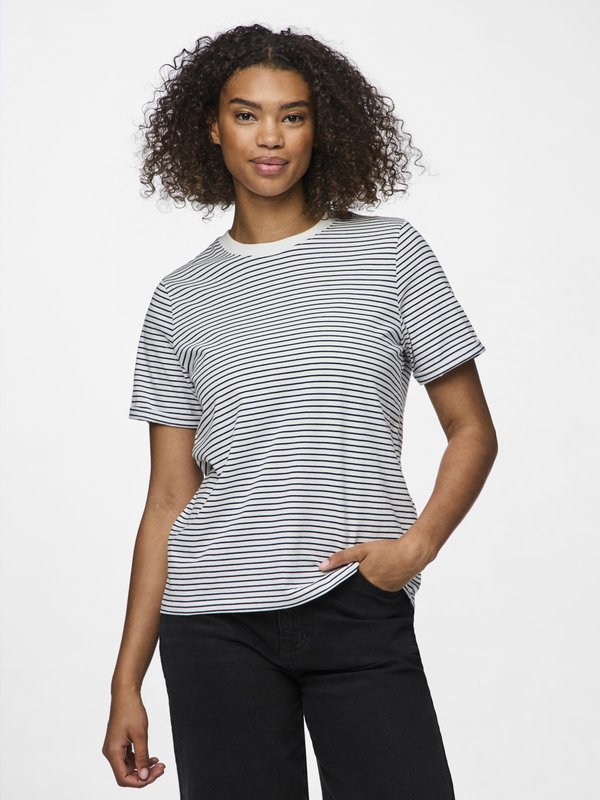 PCRIA SS FOLD UP TEE STRIPES NOOS  - Print T-shirt