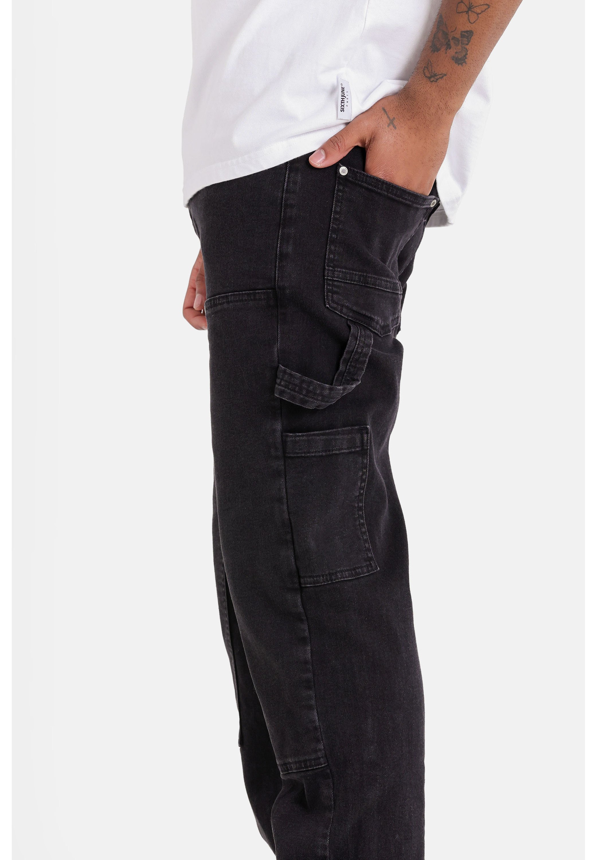 パンツ oaf fold waist denim black CODA - 【24AW】フレア デニム カーゴパンツ / BLACK DENIM