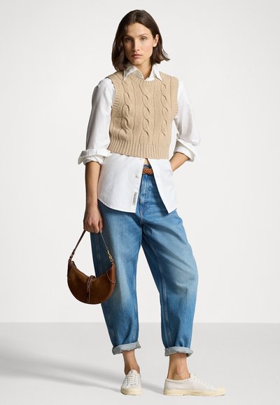 Polo Ralph Lauren CROPPED CABLE WOOL-CASHMERE JUMPER - Jumper - oatmeal