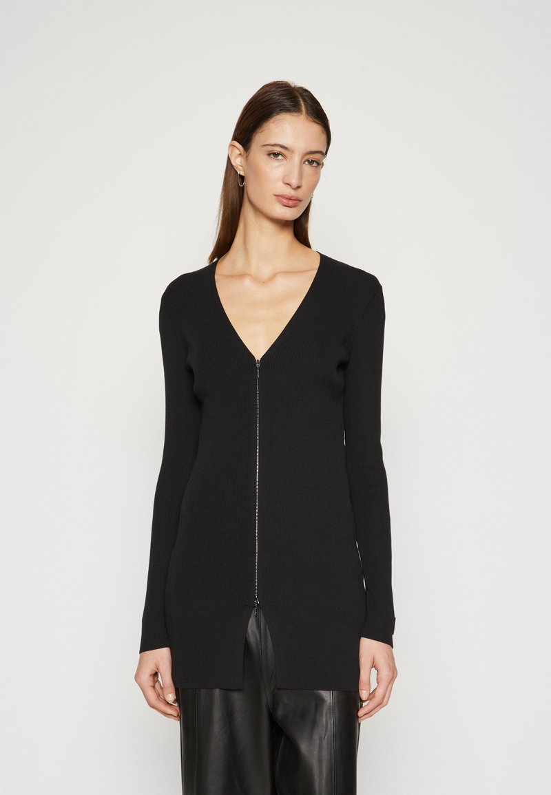 Calvin Klein ICONIC ZIP UP CARDIGAN - Kardigan - black
