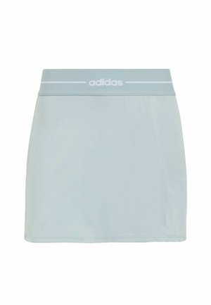 Svijetloplava atletska suknja s širokim pojasom na kojem se nalazi bijeli adidas logo. Glatka tekstura, dužina iznad koljena i klasičan dizajn.