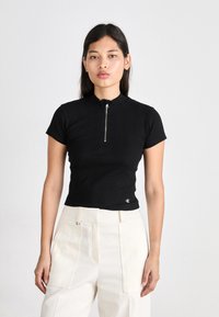 Calvin Klein Jeans VARIEGATED HALF ZIP - Basic póló - black