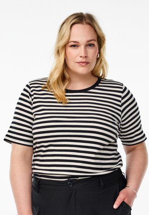 Zizzi Print T-shirt - black snow w stripe