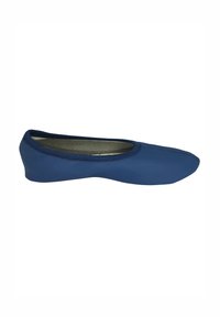 Blaue Ballerinas aus glattem Material, mit runder Zehenpartie und minimaler Naht. Einfaches Design ohne sichtbare Verzierungen.