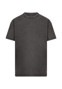 Gray cotton t-shirt with short sleeves, round neckline, and a faded texture. Features reinforced stitching and a relaxed fit.