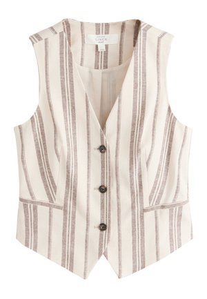 Next REGULAR FIT - V-NECK WAISTCOAT . - Vest - brown ecru stripe