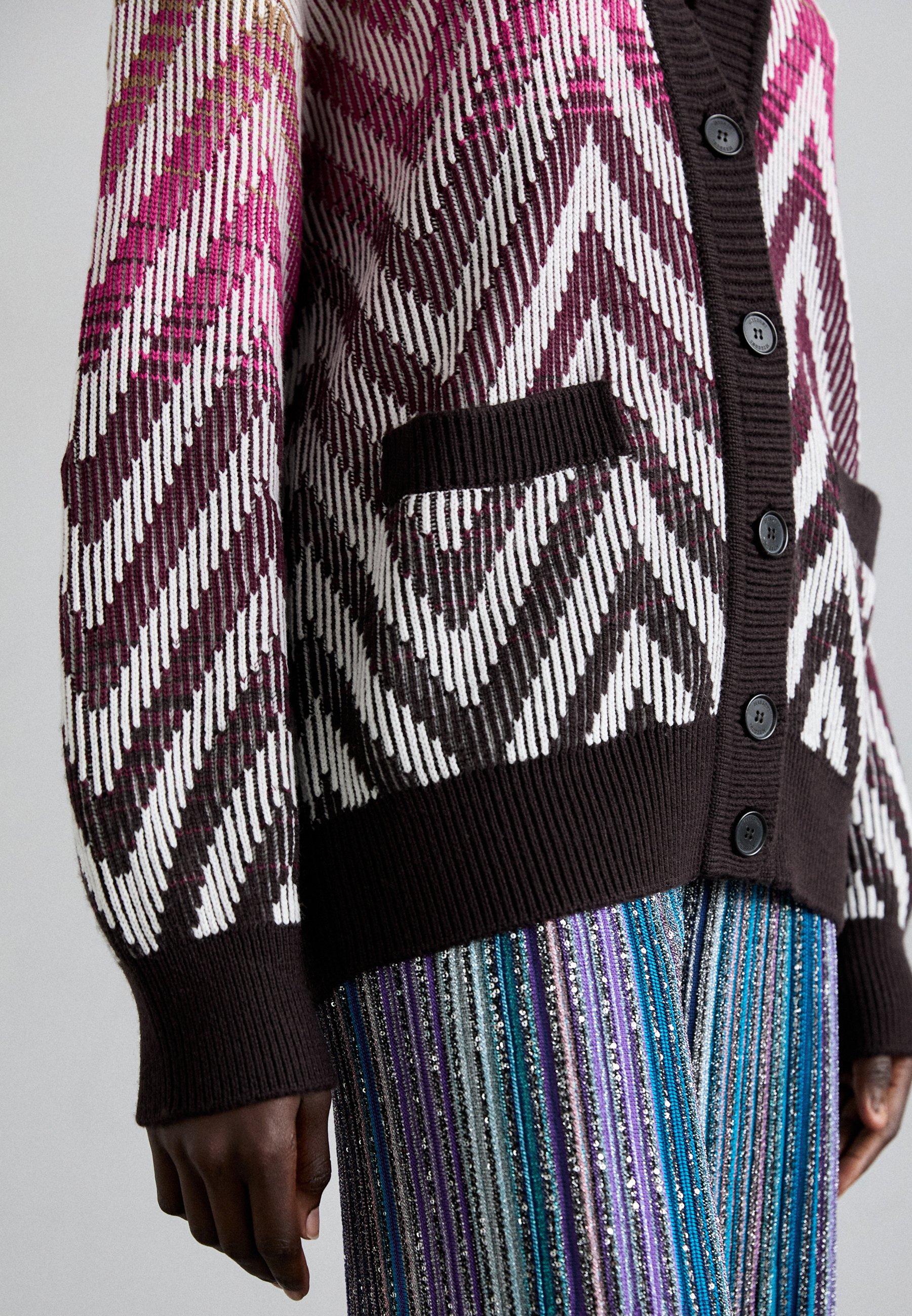 Missoni BUTTONED CARDIGAN - Cardigan - multicolor purple