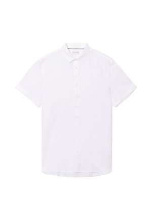 Kurzärmliges, weißes Hemd aus Baumwolle mit klassischem Kragen, Knopfleiste und umgeschlagenen Manschetten für einen sauberen Look.