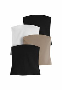 THE SET - REGULAR FIT - 4 PACK - Viršus - black black taupe brown white Miniatiūros vaizdas 1