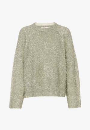 Heled roheline karvane sviiter ümmarguse kaelusega, pikkade varrukatega ja pehme, tekstuuriga viimistlusega. Selgelt nähtavaid mustreid ega aktsente pole.