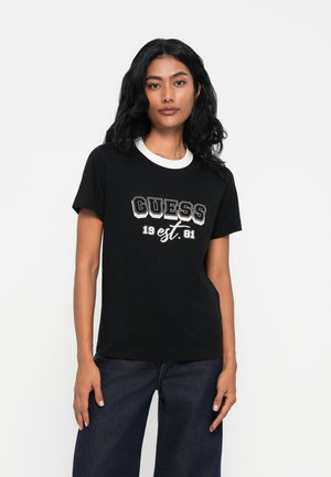 COLLEGE TEE - Nyomott mintás póló - jet black
