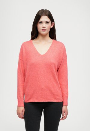 ONLRICA LIFE V NECK - Strickpullover - sun kissed coral