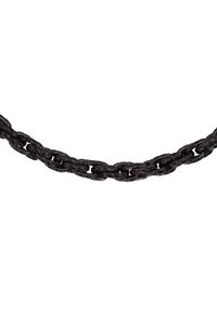 Schwarze geflochtene Halskette mit verwobenen Strängen und strukturiertem Finish, die ein dickeres, verknüpftes Design schafft und sich für legere Anlässe eignet.