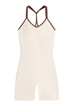 OYSHO, COMFORTLUX SHORT JUMPSUIT WITH CONTRAST DOUBLE STRAPS - Tuta jumpsuit - pale ecru