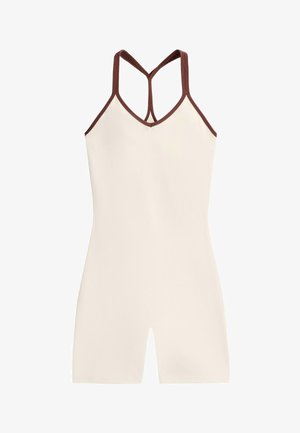 OYSHO, COMFORTLUX SHORT JUMPSUIT WITH CONTRAST DOUBLE STRAPS - Tuta jumpsuit - pale ecru
