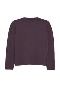 Langsleeve pullover in diep paarse stof, met een eenvoudige ronde hals en verlaagde schoudernaad, in een ontspannen pasvorm.