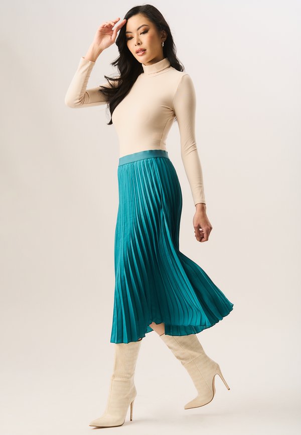 PLEATED MIDI - A-line skirt - teal2