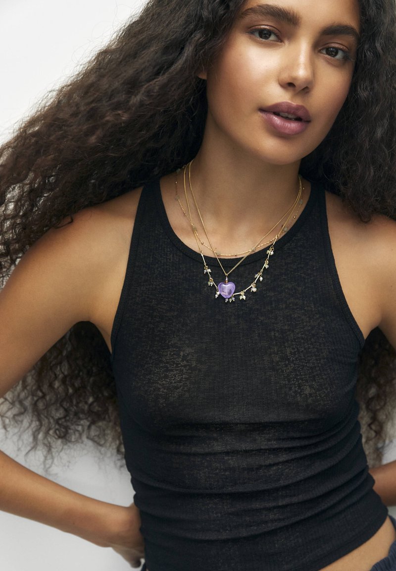 PULL&BEAR PACK OF 3 HEART BEAD Necklace gold coloured/goldcoloured