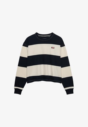 Superdry & Co, SUPERDRY ATHLETIC ESSENTIALS STRIPE SLOUCHY SWEATSHIRT.. - Felpa - eclipse navy off white stripe