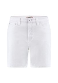 Witte spijkerbroekshorts met een aangesloten pasvorm, vijf zakken, sluiting met een knoop aan de voorkant en subtiele stikseldetails op de tailleband en de zoom.