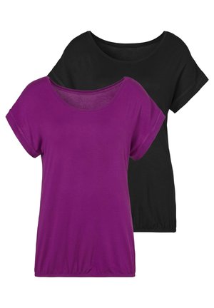 LASCANA, Basic T-shirt - lila  schwarz