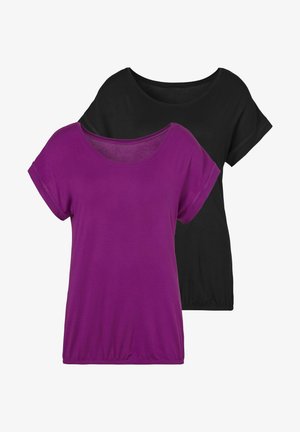 LASCANA, Basic T-shirt - lila schwarz