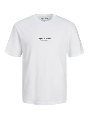 Hvid bomulds T-shirt med korte ærmer og rund halsudskæring. Har et sort "Originals Studio" logo trykket i midten.