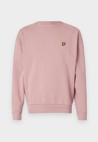 Felpa rosa chiaro con scollo rotondo, polsini e orlo a coste. Presenta un piccolo logo ricamato giallo sulla parte superiore sinistra.