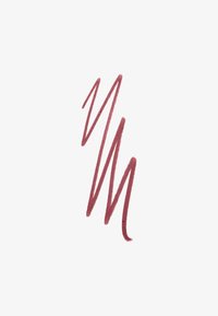 Burgundy lip liner in a zigzag pattern on a white background, emphasizing smooth texture and vibrant color.