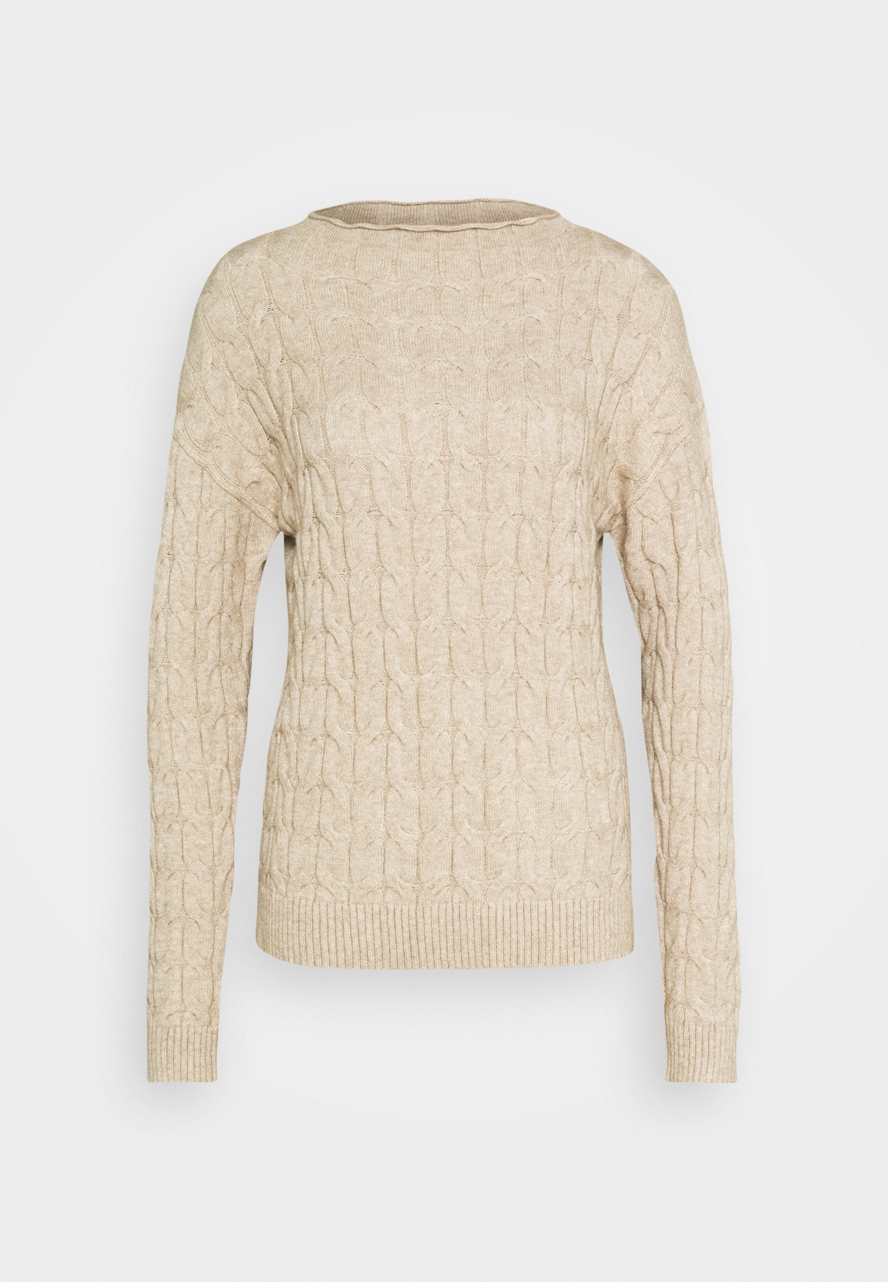Vila VIRIL FUNNEL NECK Strikkegenser natural melange Vila Genser viRil Oversize V neck Knit Top Natur