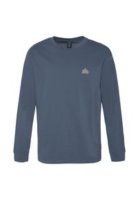 Langsleeve T-shirt in donkerblauwe katoen, met een lichtgekleurde berglogo op de borst en een ronde halslijn. Klassieke pasvorm.