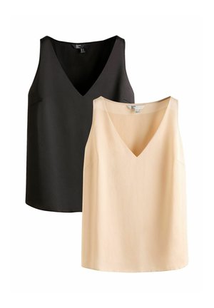 2 PACK V NECK SHELL-REGULAR FIT - Blúzka - camel black