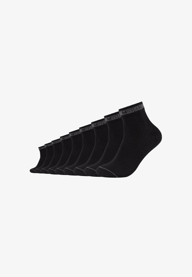 Pack mit zehn schwarzen Knöchelsocken mit einem gerippten Bund, aus weichem Stoff gefertigt. Jede Socke hat eine verstärkte Zehen- und Fersenpartie für Langlebigkeit.