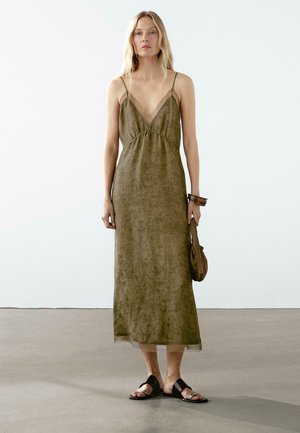 Day dress - mottled dark green