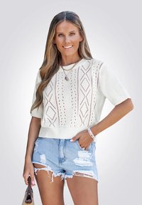 Cupshe CHIC OPENWORK - Camiseta estampada - white