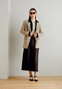 Lindex MARIA - A-linjekjol - dark brown