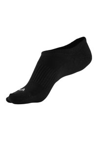 Schwarze Knöchelsocken mit geripptem Design, nahtloser Konstruktion und einem weißen Logo-Akzent im Zehenbereich. Leichtes und atmungsaktives Material.