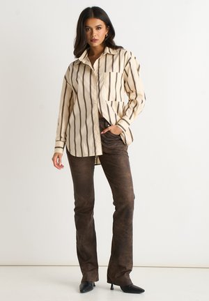 STRIPE BUTTON THROUGH  - Button-down blouse - brown