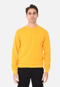 Felpa gialla con maniche lunghe, polsini a costine e scollatura a girocollo. Realizzata in un morbido tessuto testurizzato, offre una vestibilità rilassata.