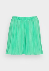 Grønne plisserede shorts med en elastisk talje, tekstureret stof, en afslappet pasform og et flydende design, velegnede til hverdag.
