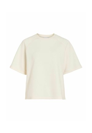 VILA, SHORT SLEEVED SWEATSHIRT VIREFLECT ROUND NECK - T-shirt basique - birch