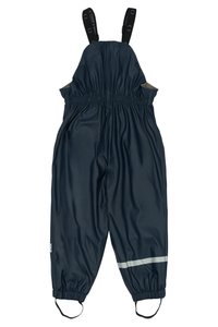 Marina vattentäta overaller gjorda av slitstarkt material, med elastisk midja, justerbara remmar och reflexband över benen.