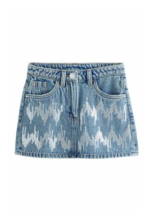 Next, REGULAR FIT - SEQUIN EMBROIDERED - Minigonna - mid blue