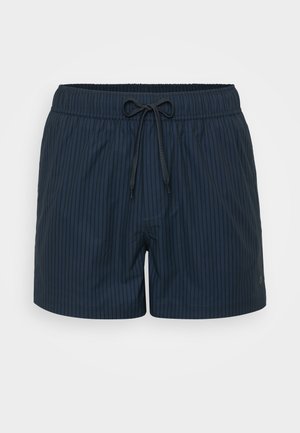Marine zwemshorts van lichtgewicht stof, met verticale streepdessin, een elastische tailleband met een trekkoord, en een zijzak.