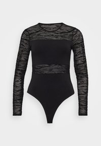 ONLNIELLA STRIPE MESH - T-shirt à manches longues - black