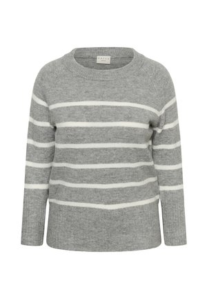 Kaffe Curve KCERINA KNIT PULLOVER - Pulover - light grey melange chalk strip