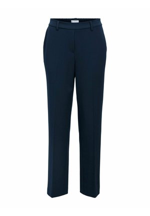 Navy-Hosen mit geradem Bein-Design, aus glattem Stoff. Sie verfügen über einen breiten Bund mit einem elastischen Rücken für zusätzlichen Komfort.