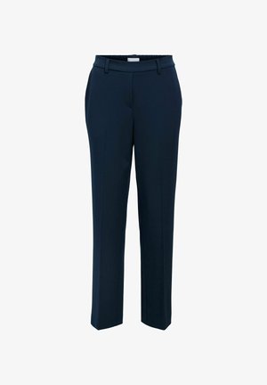 Marine bukser med lige pasform, lavet af glat stof. Har en bred talje med elastisk ryg for komfort.
