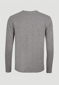 Graues Langarmshirt mit Rundhalsausschnitt, gefertigt aus einem weichen, strukturierten Stoff. Keine sichtbaren Muster oder Hardware, Rückansicht gezeigt.